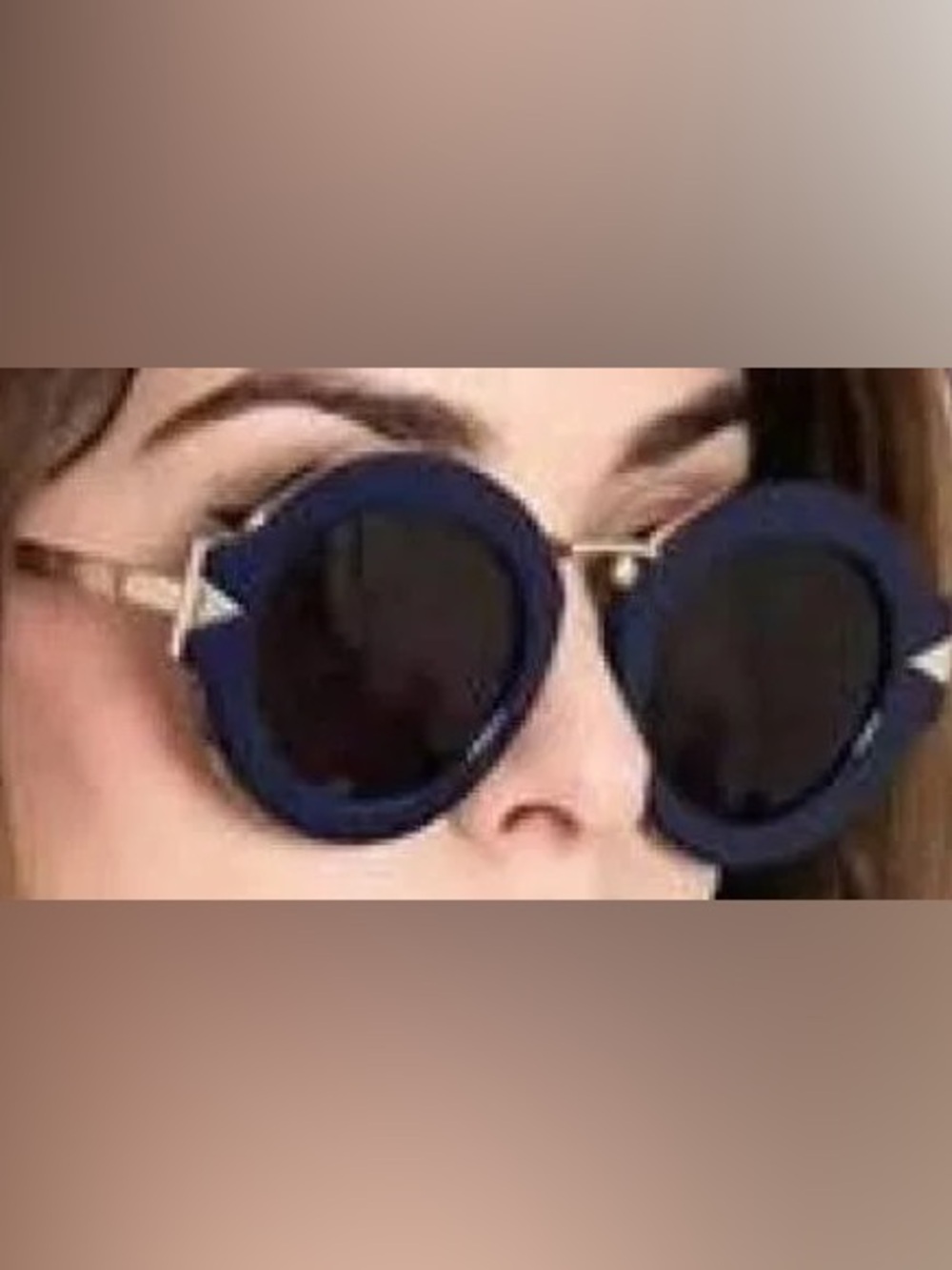 Karen Walker Round Navy Sunglasses with Gold Accents